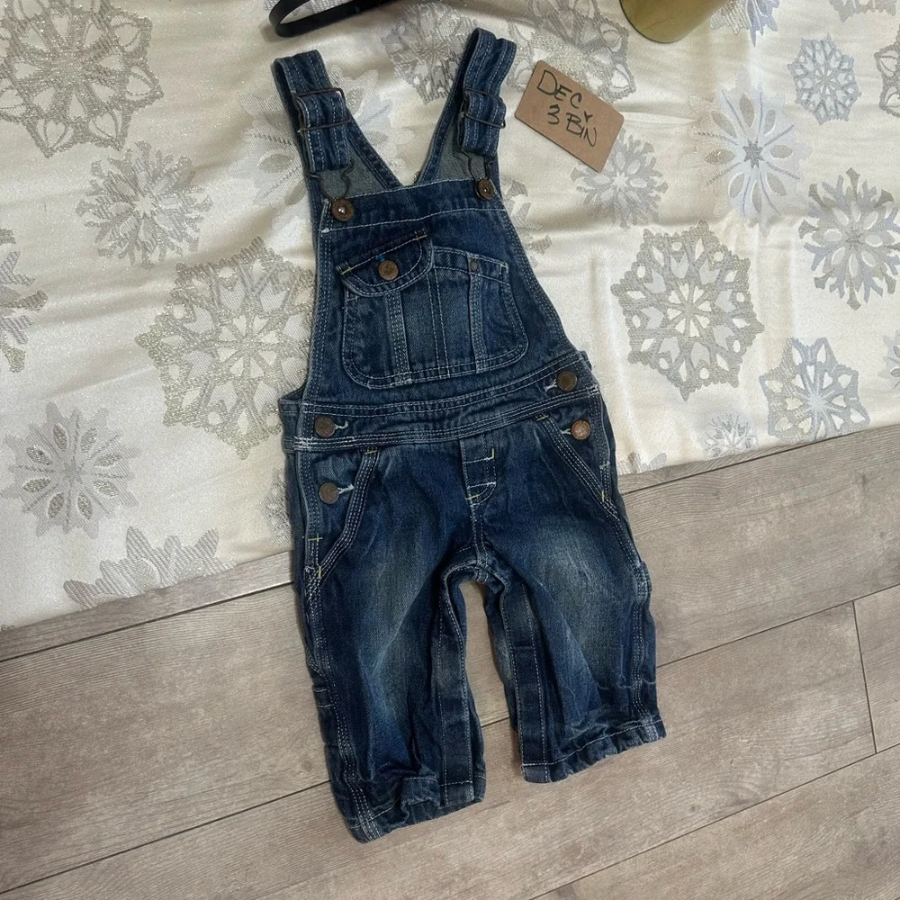 VTG Y2K OshKosh B'gosh Dark Blue Denim Overalls 12 Months Baby Boy